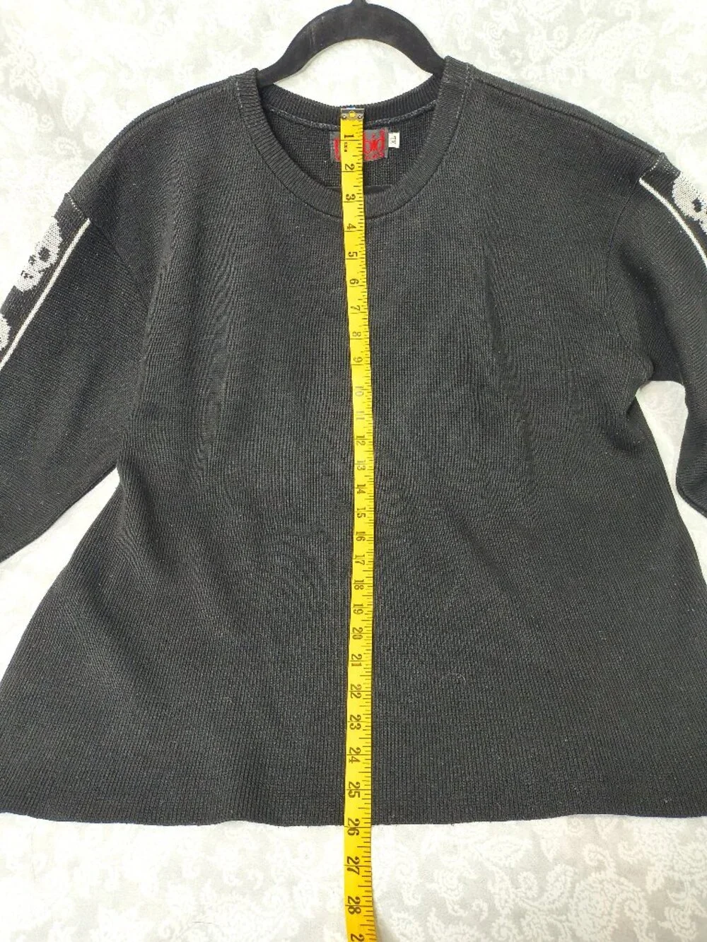 Vtg Morbid Threads Sweater Pullover Slipover Woman's XL Skull Sleeves 90's RARE - Picture 2 of 6